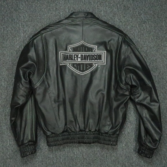 Harley-Davidson Other - Harley Davidson Jacket Mens Medium Black Leather Bar Shield Quilt Lined Biker